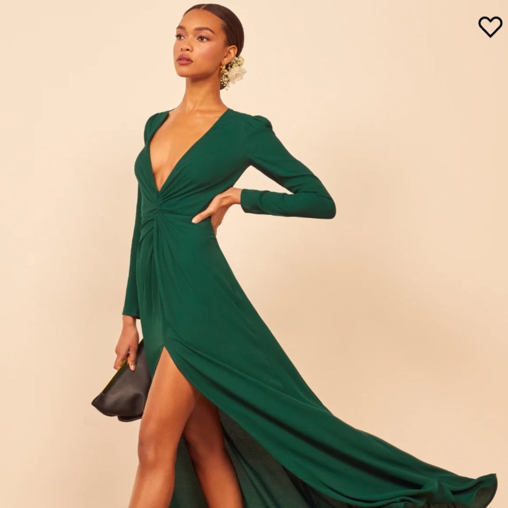 Reformation Gatsby Dress in Emerald, Size 8